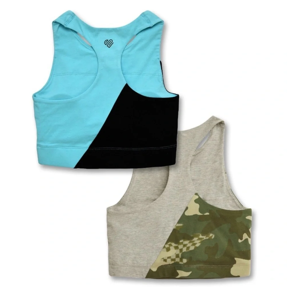 Justice Girls Sport Bras Two Pack Longline Racerback & Removible Pads.NWT